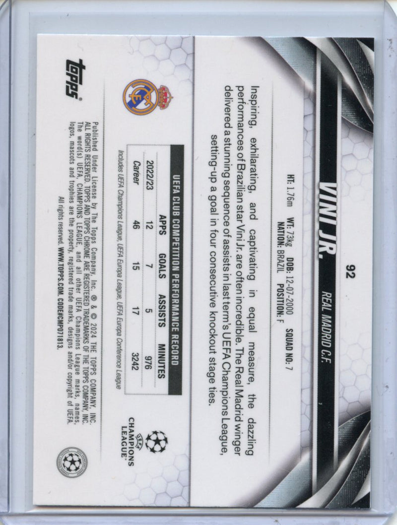 2023-24 Topps Chrome UEFA Vini Jr Aqua Prism Refractor