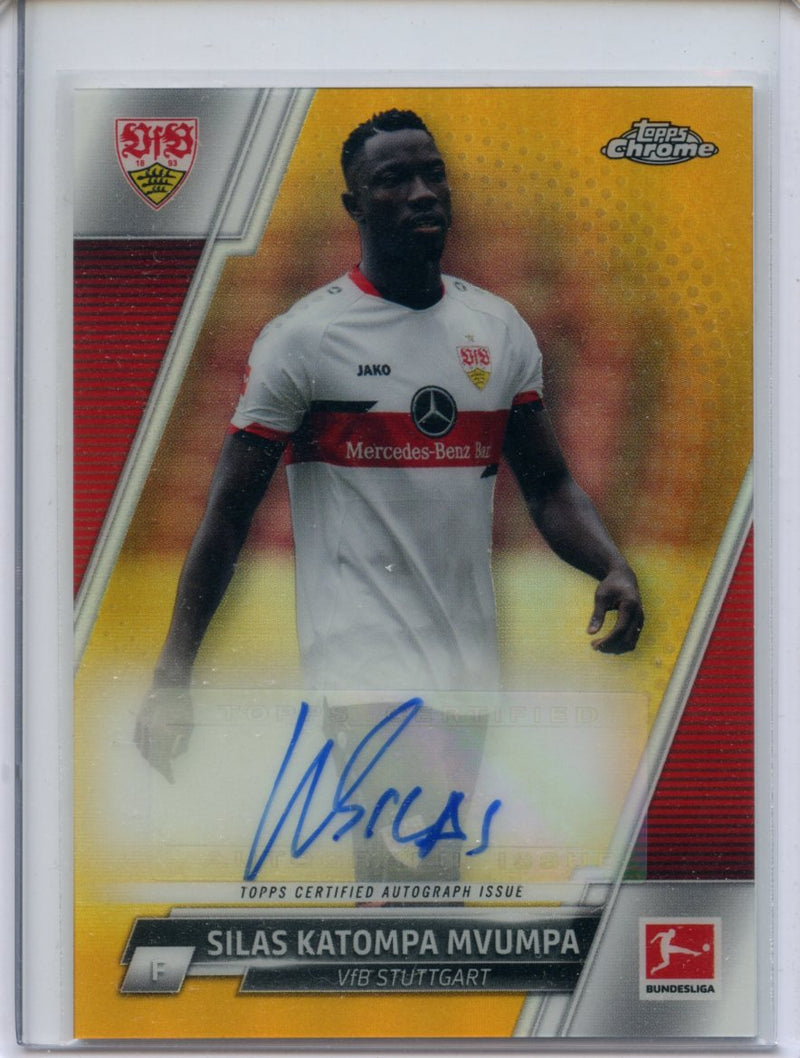 2021-22 Topps Chrome Bundesliga Soccer Silas Katompa Mvumpa Autograph Gold Refractor 49/50