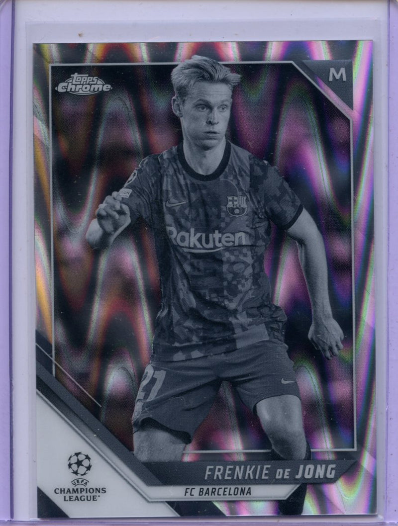 2021-22 Topps Chrome UEFA CL Frenkie De Jong Black & White Ray Wave Refractor