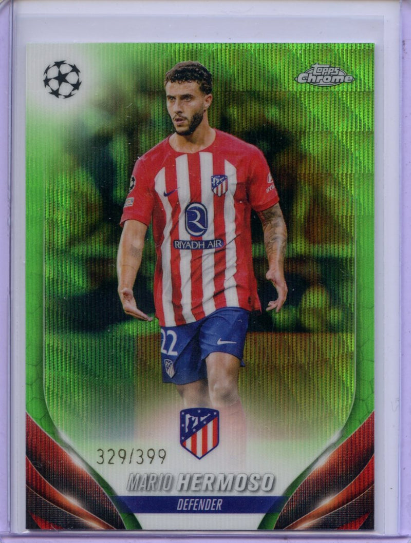 2023-24 Topps Chrome UEFA Mario Hermoso Neon Green Wave Refractor 329/399