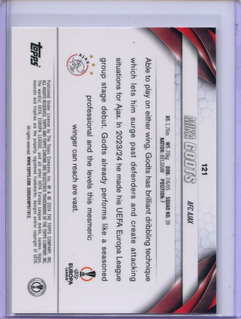 2023-24 Topps Chrome UEFA Mika Godts Neon Green Wave Refractor 364/399