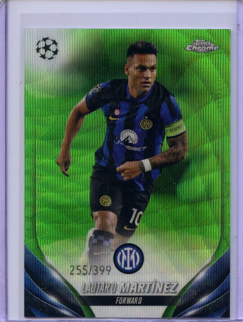 2023-24 Topps Chrome UEFA Lautaro Martinez Neon Green Wave Refractor 255/399