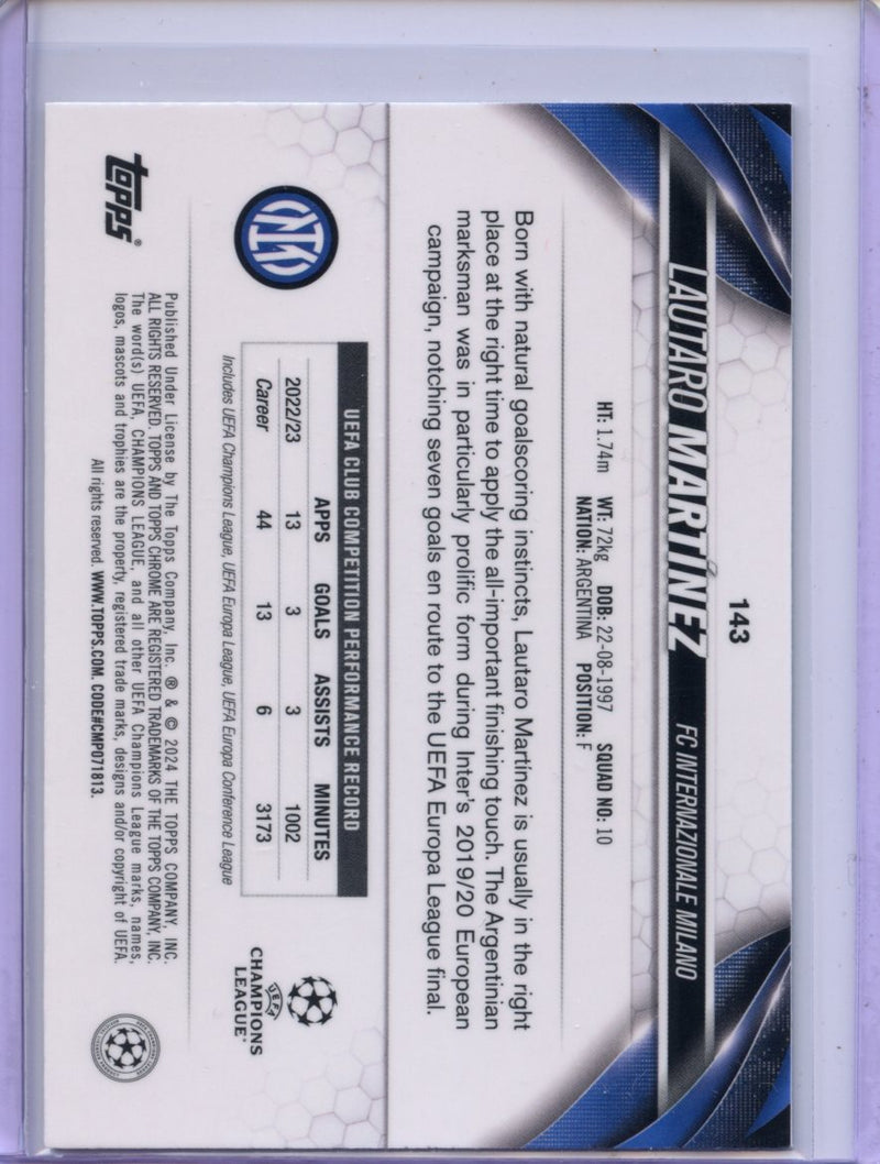 2023-24 Topps Chrome UEFA Lautaro Martinez Neon Green Wave Refractor 255/399