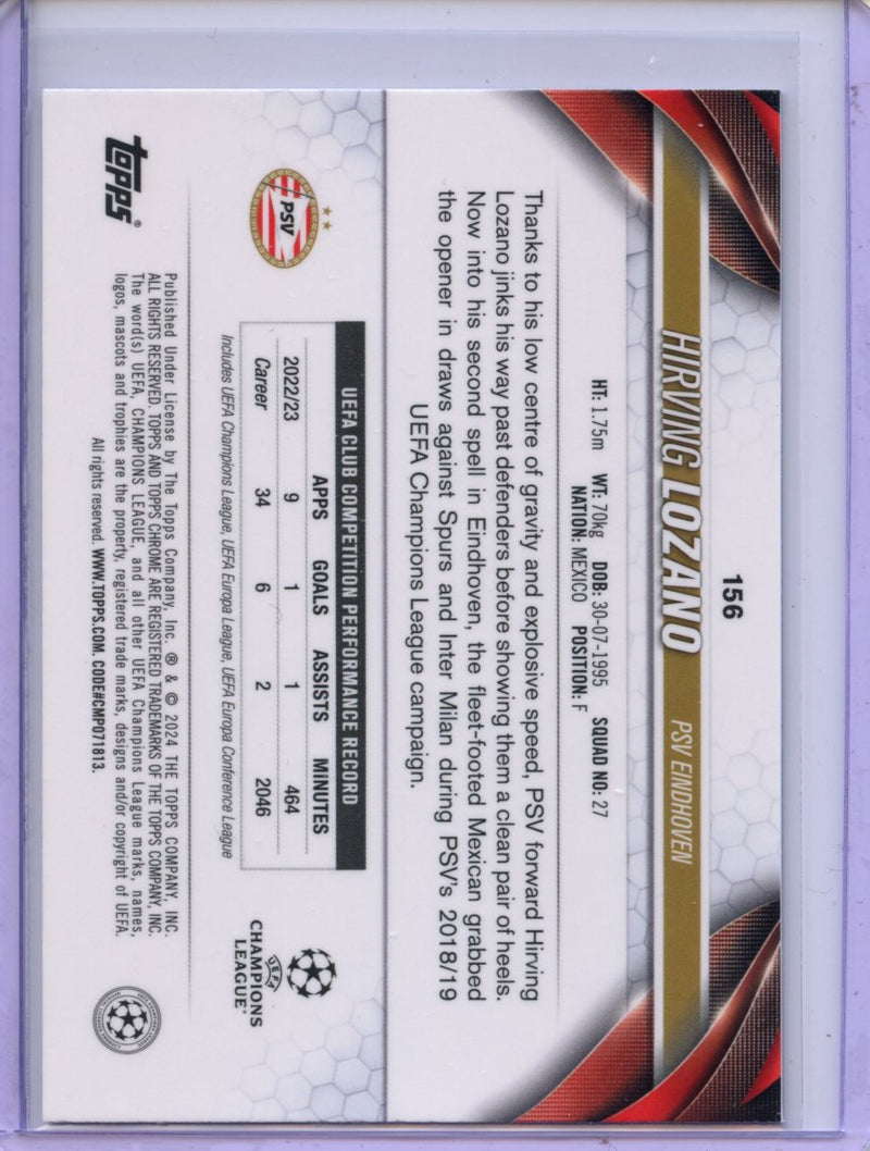 2023-24 Topps Chrome UEFA Hirving Lozano Blue Lava Refractor