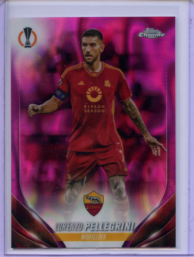 2023-24 Topps Chrome UEFA Lorenzo Pellegrini Pink Lava Refractor