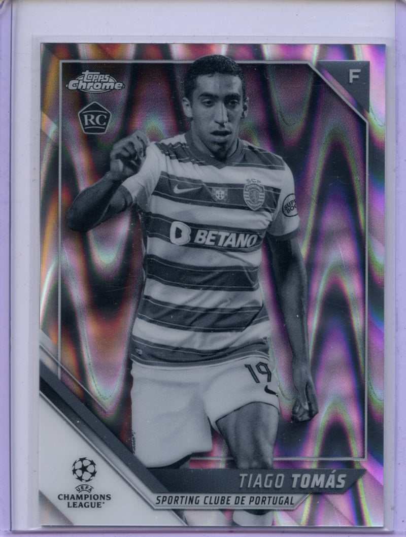 2021-22 Topps Chrome UEFA CL Tiago Tomas Black & White Ray Wave Refractor