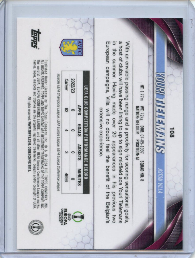 2023-24 Topps Chrome UEFA Youri Tielemans Aqua Prism Refractor