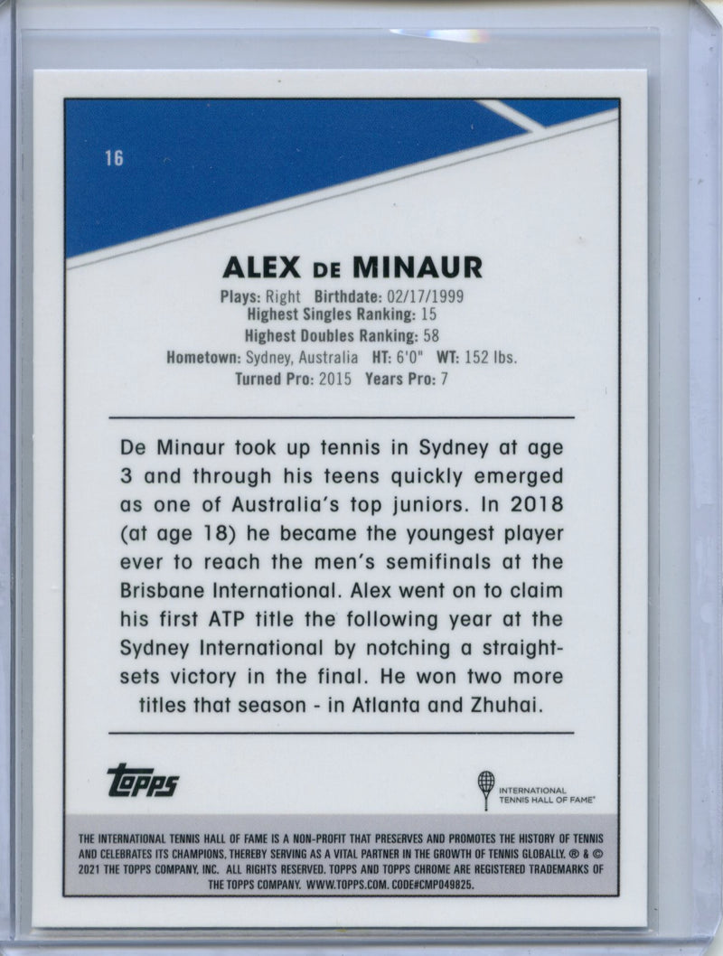 2021 Topps Chrome Tennis Alex De Minaur