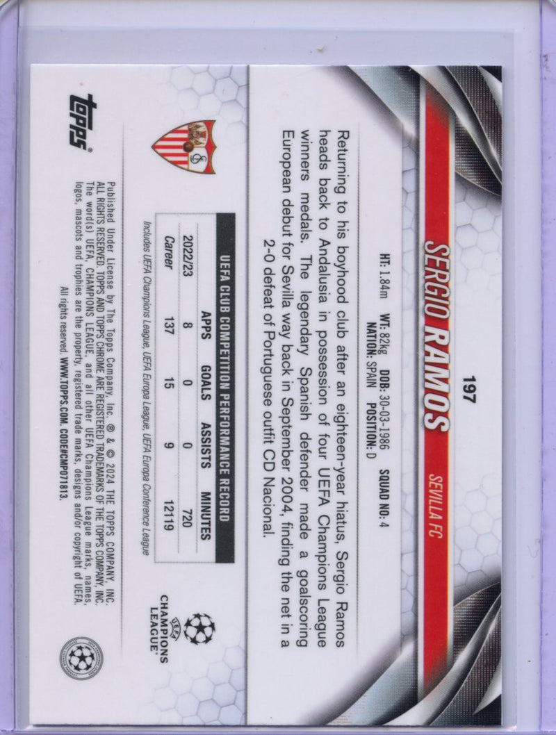 2023-24 Topps Chrome UEFA Sergio Ramos Pink Lava Refractor