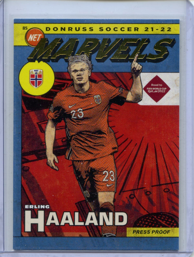 2021-22 Panini Donruss Road To Qatar Erling Haaland Net Marvels Press Proof