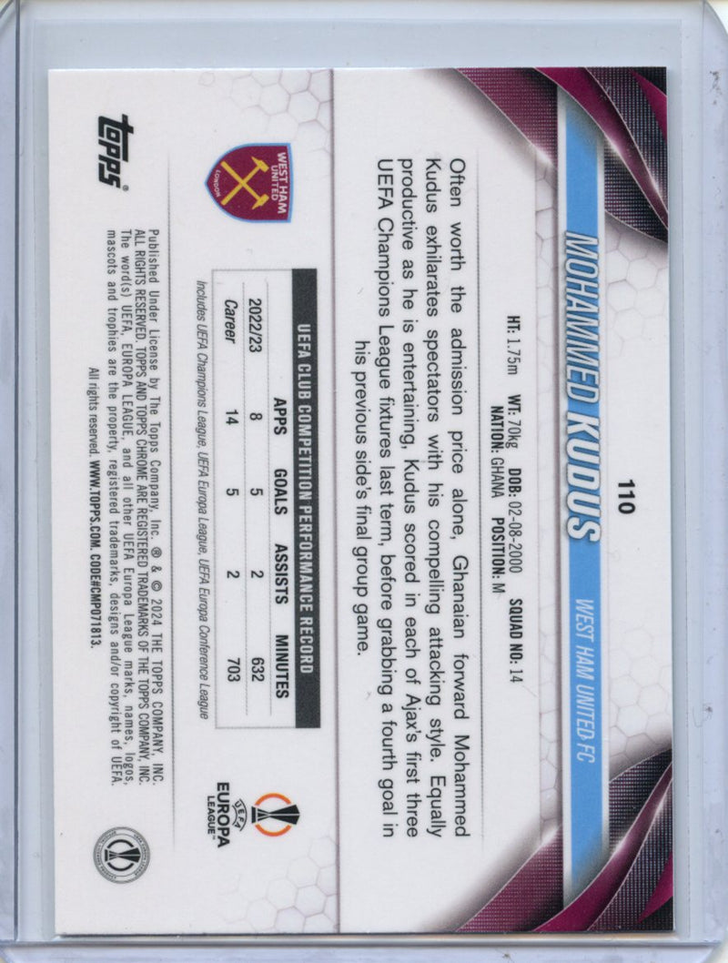 2023-24 Topps Chrome UEFA Mohammed Kudus Aqua Prism Refractor