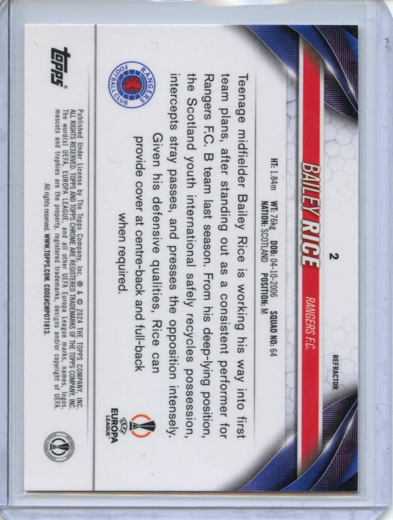 2023-24 Topps Chrome UEFA Bailey Rice Refractor