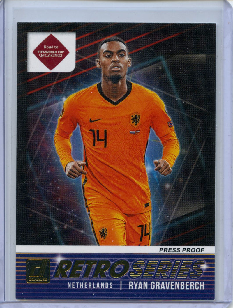 2021-22 Panini Donruss Road To Qatar Ryan Gravenberch Retro Series Press Proof