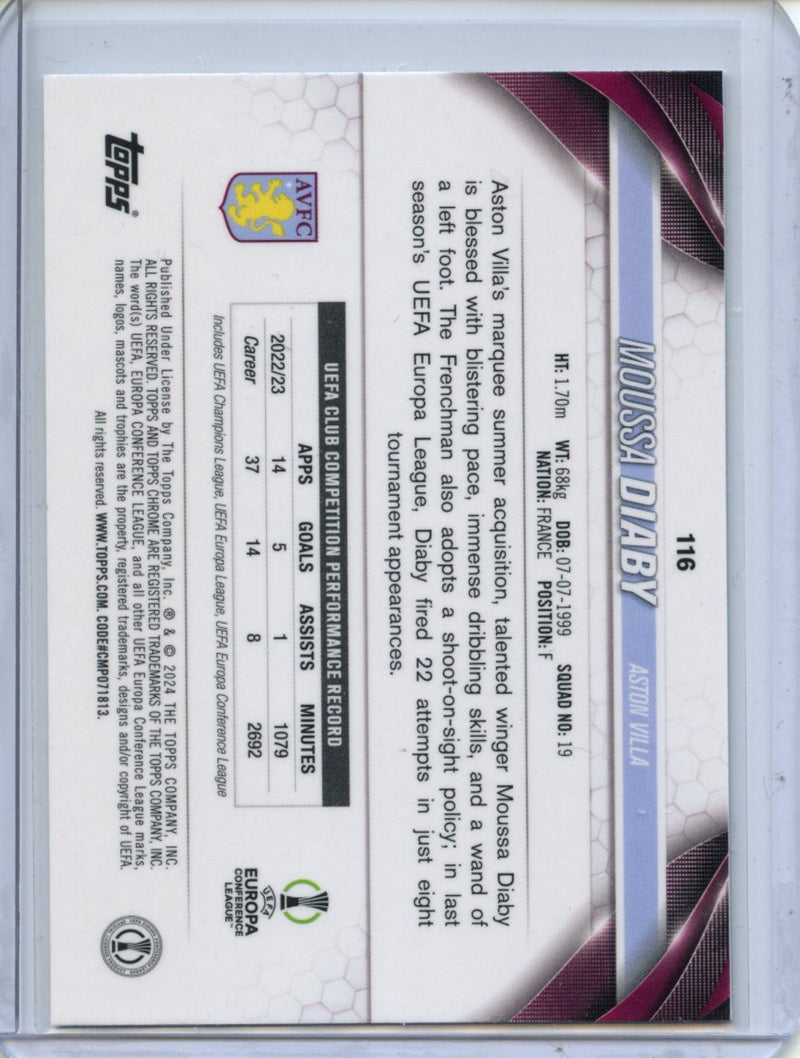 2023-24 Topps Chrome UEFA Moussa Diaby Aqua Prism Refractor