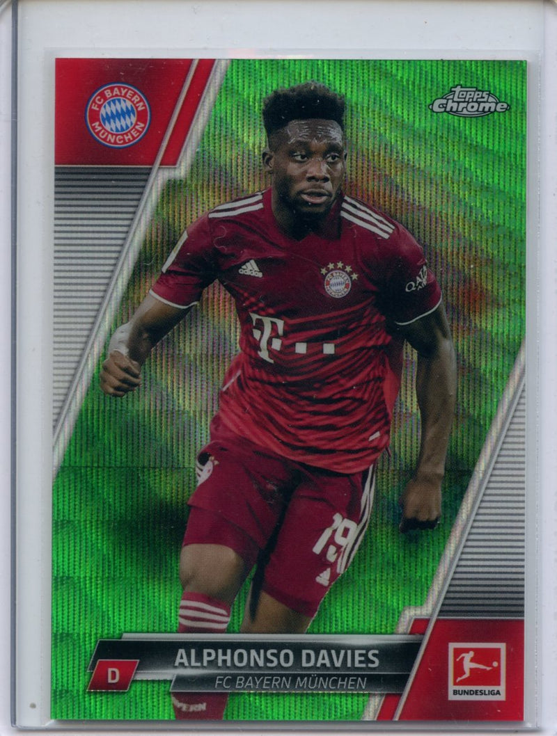 2021-22 Topps Chrome Bundesliga Soccer Alphonso Davies Green Wave Refractor 86/99