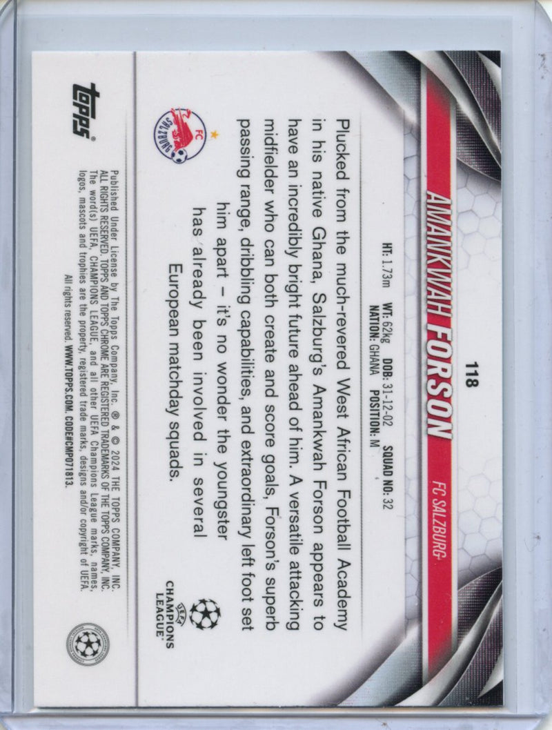 2023-24 Topps Chrome UEFA Amankwah Forson Aqua Prism Refractor