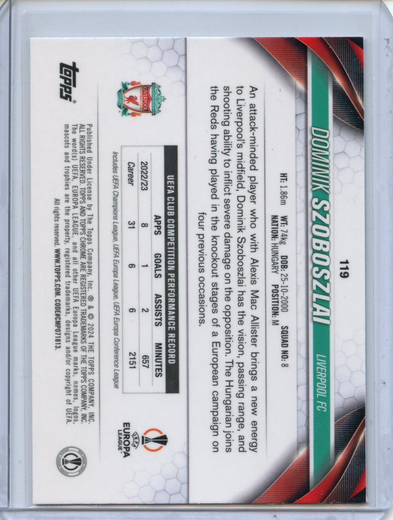 2023-24 Topps Chrome UEFA Dominik Szoboszlai Aqua Prism Refractor