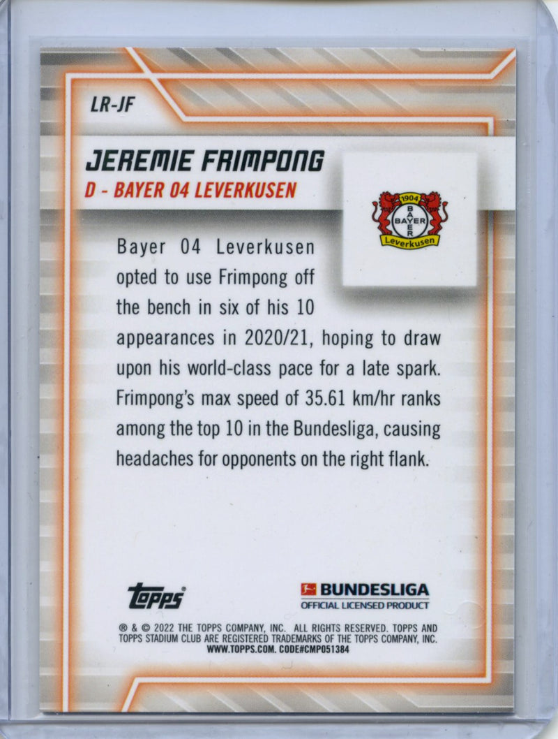 2021-22 Topps Bundesliga Stadium Club Chrome Jeremie Frimpong Line Runners