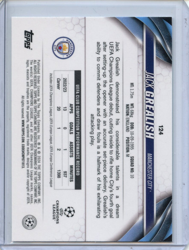 2023-24 Topps Chrome UEFA Jack Grealish Aqua Prism Refractor