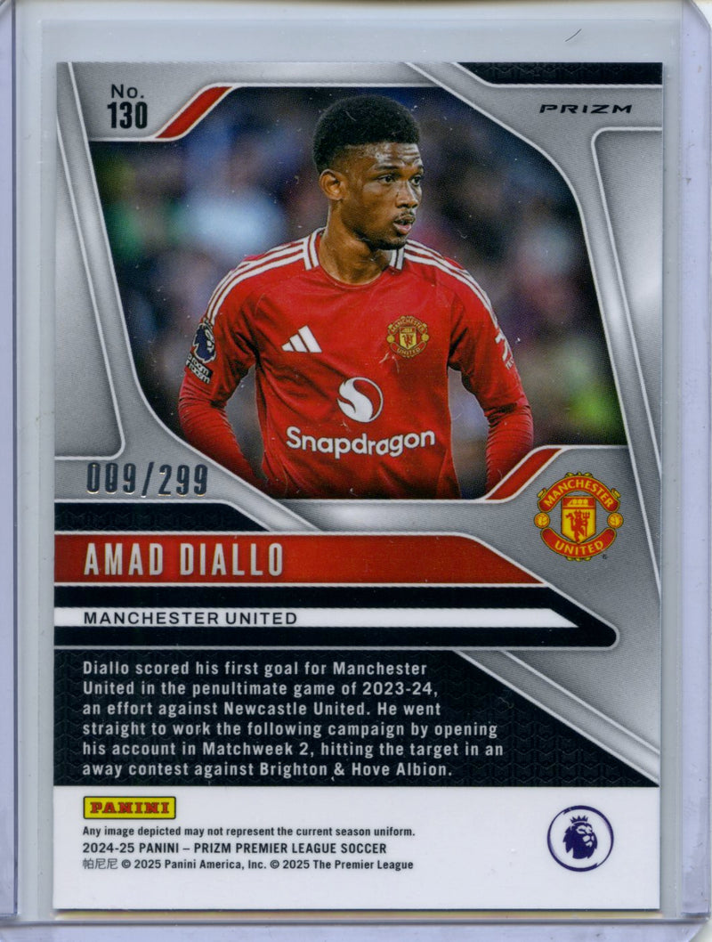 2024-25 Panini Prizm Premier League Amad Diallo Blue 9/299