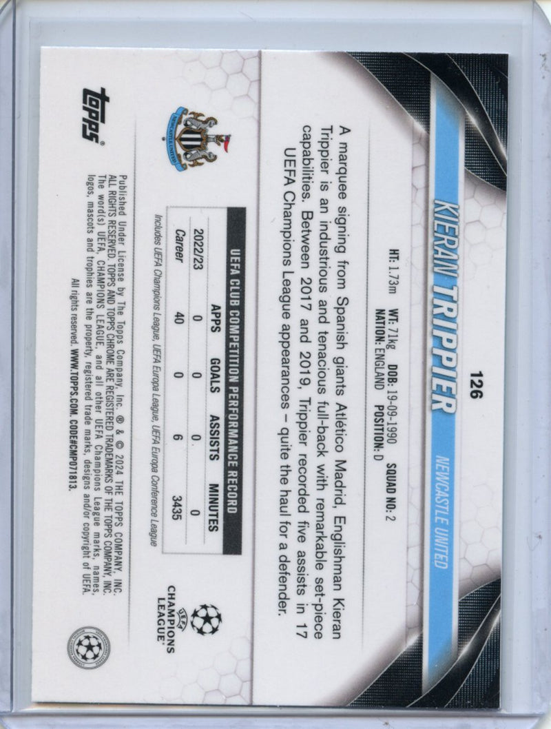 2023-24 Topps Chrome UEFA Kieran Trippier Aqua Prism Refractor