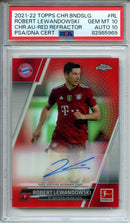 2021-22 Bundesliga Chrome Robert Lewandowski Autographs Red 7/10