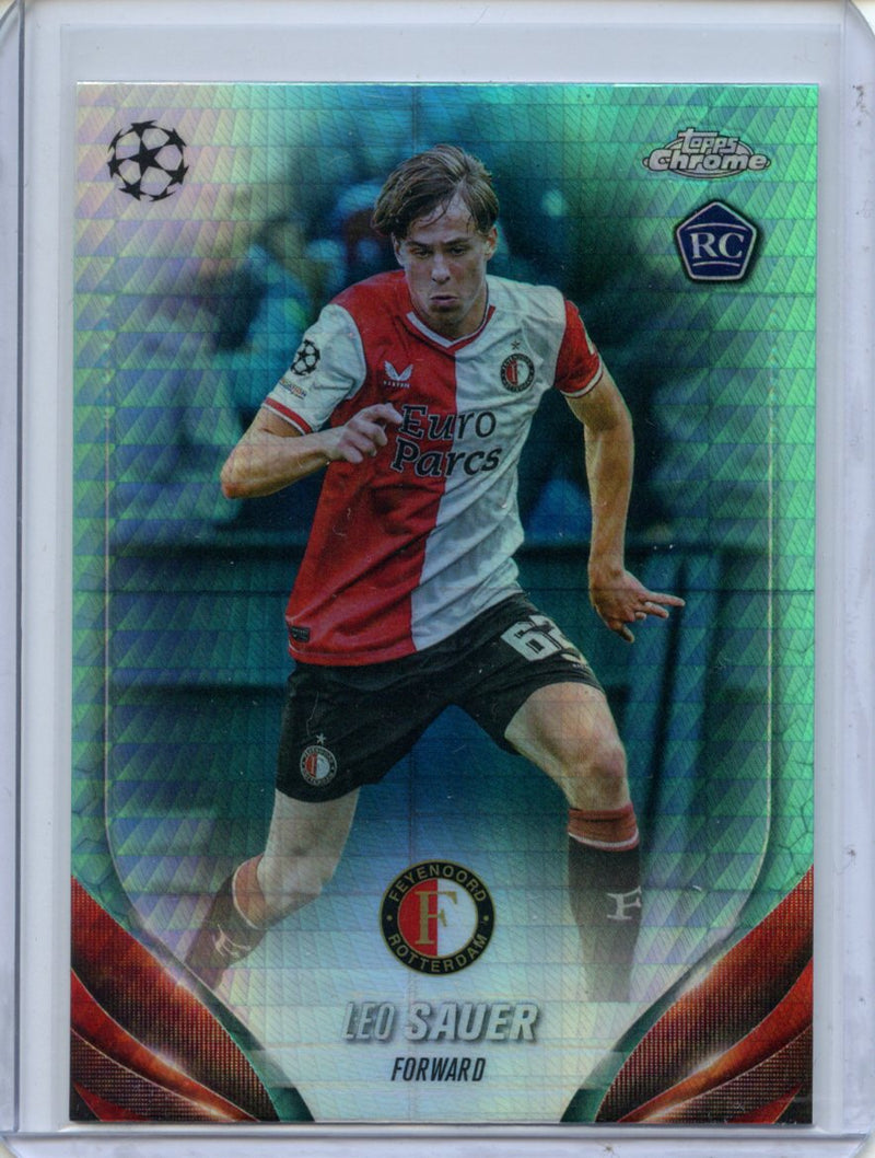 2023-24 Topps Chrome UEFA Leo Sauer Aqua Prism Refractor