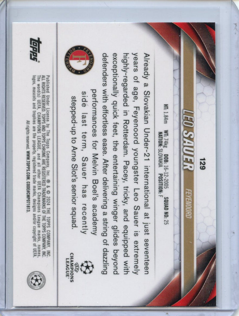 2023-24 Topps Chrome UEFA Leo Sauer Aqua Prism Refractor