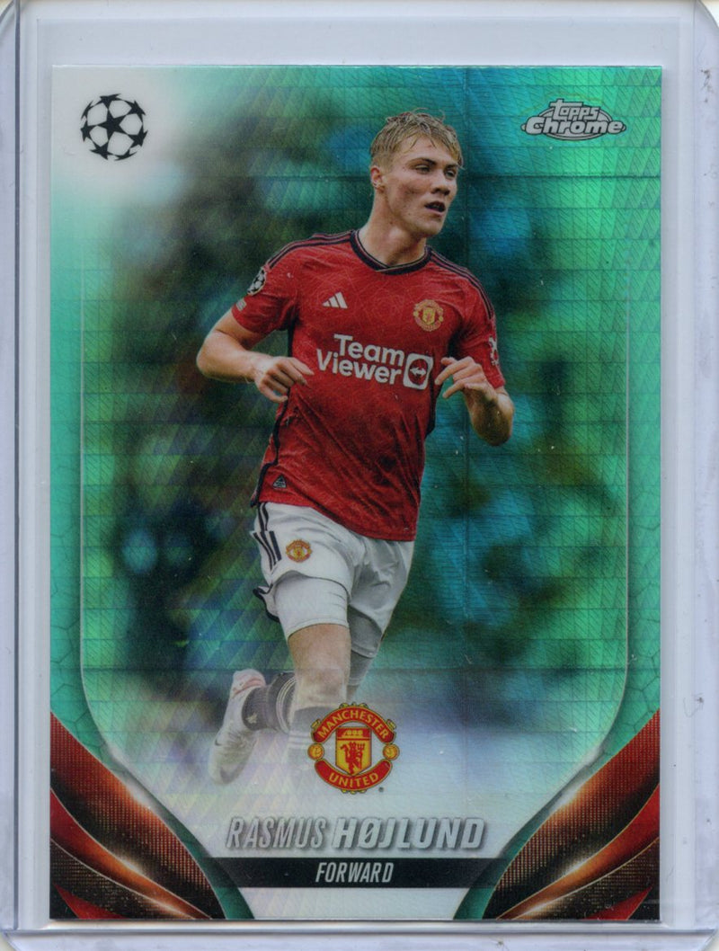 2023-24 Topps Chrome UEFA Rasmus Hojlund Aqua Prism Refractor
