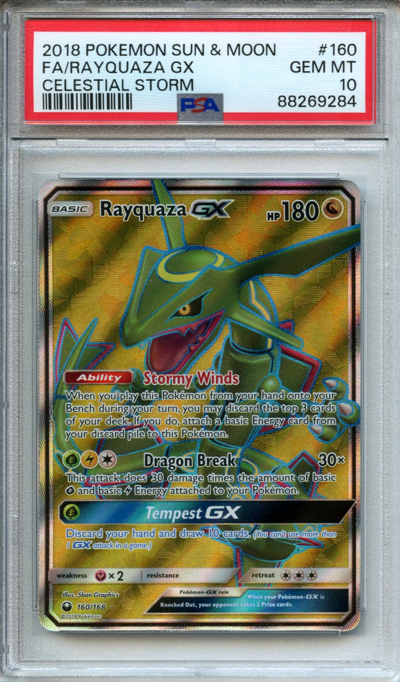 2018 Pokemon Sun & Moon Celestial Storm Full Art Rayquaza GX