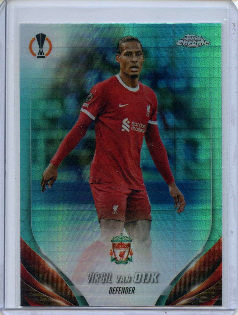 2023-24 Topps Chrome UEFA Virgil van Dijk Aqua Prism Refractor