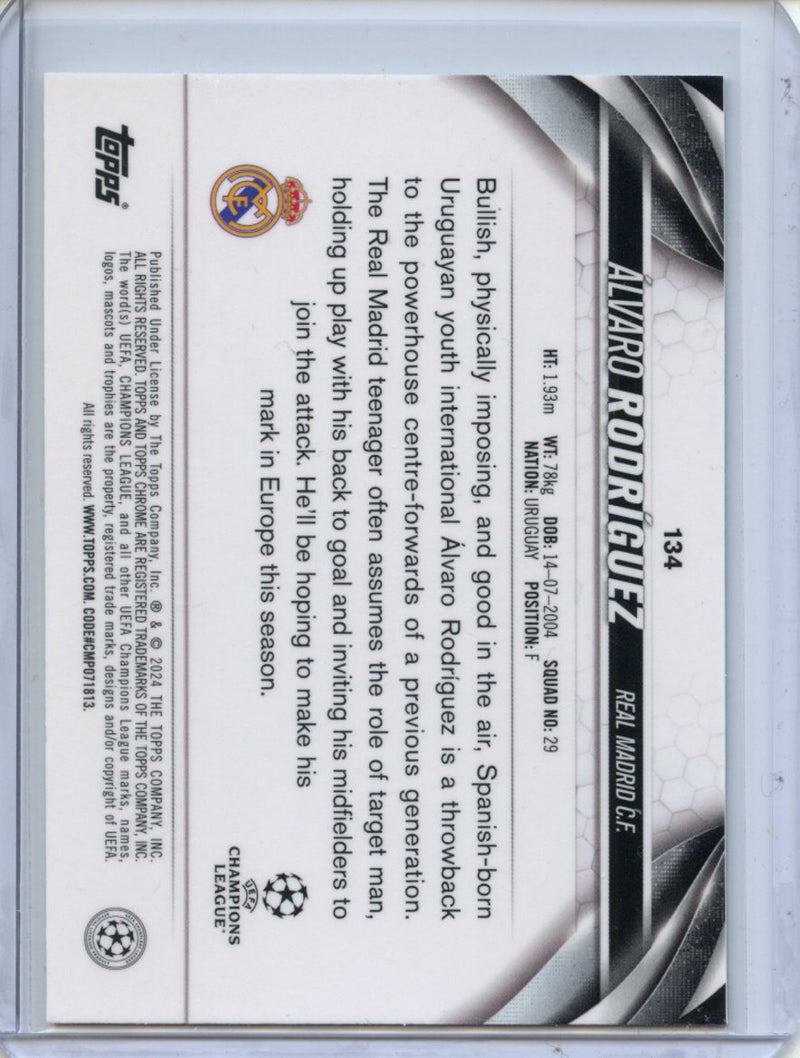 2023-24 Topps Chrome UEFA Alvaro Rodríguez Aqua Prism Refractor