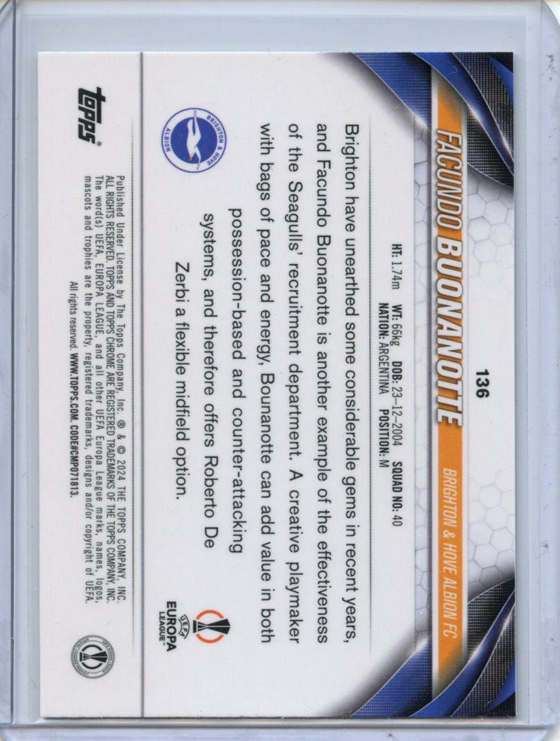 2023-24 Topps Chrome UEFA Facundo Buonanotte Aqua Prism Refractor