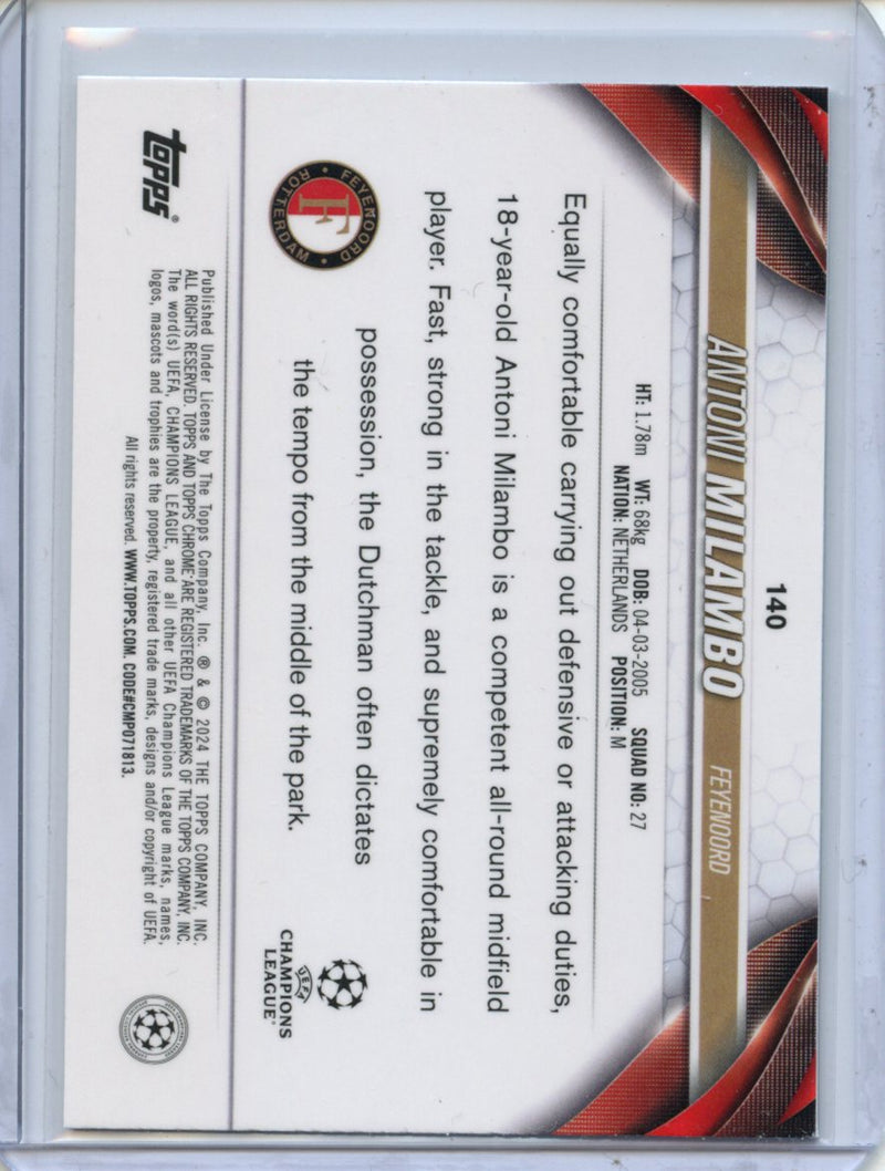 2023-24 Topps Chrome UEFA Antoni Milambo Aqua Prism Refractor