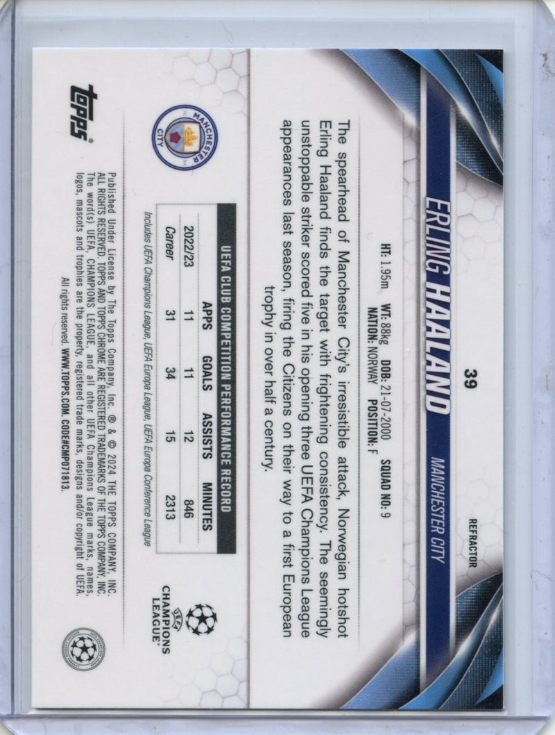 2023-24 Topps Chrome UEFA Erling Haaland Refractor