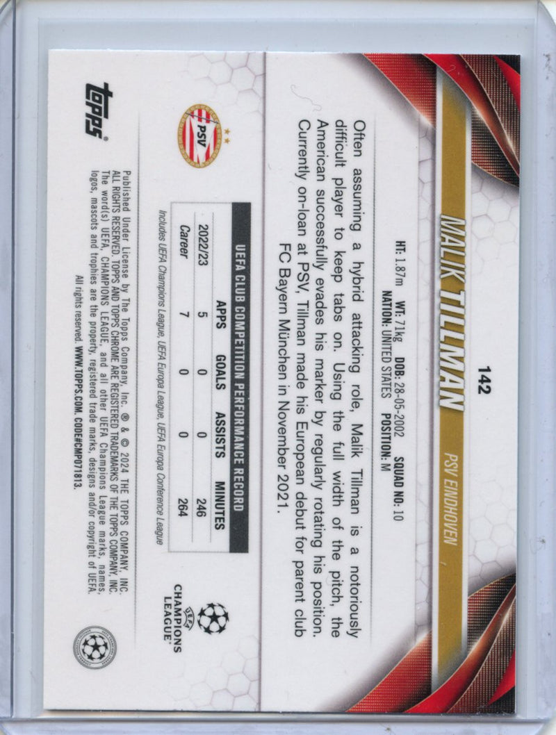 2023-24 Topps Chrome UEFA Malik Tillman Aqua Prism Refractor
