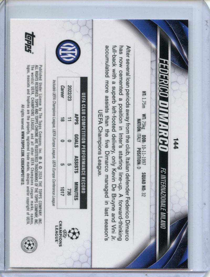 2023-24 Topps Chrome UEFA Federico Dimarco Aqua Prism Refractor