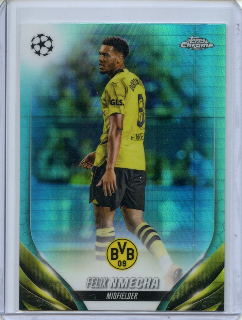 2023-24 Topps Chrome UEFA Felix Nmecha Aqua Prism Refractor