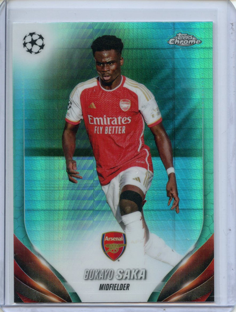 2023-24 Topps Chrome UEFA Bukayo Saka Aqua Prism Refractor
