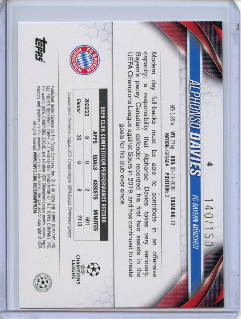 2023-24 Topps UEFA CC Alphonso Davies Black And White Icy Foil 140/150