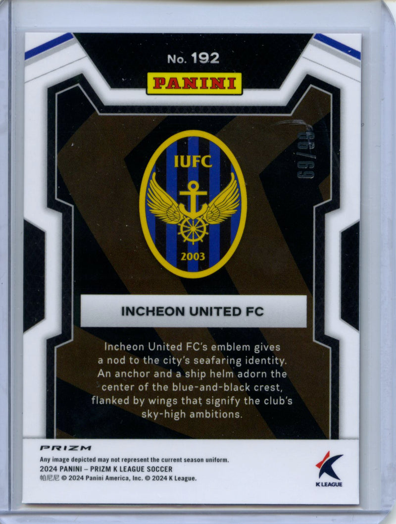 2024 Prizm K-League Soccer Incheon United FC Team Logo Red 69/99
