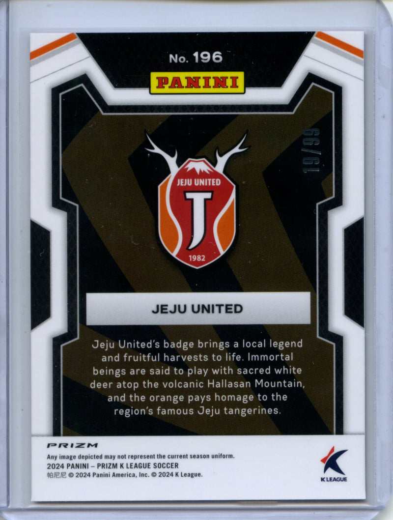 2024 Prizm K-League Soccer Jeju United Team Logo Red 19/99