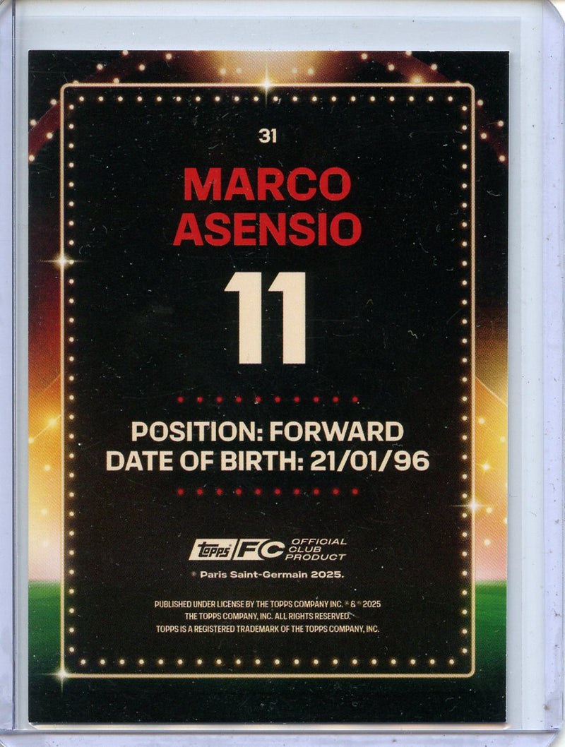 2024-25 Topps PSG Team Set Marco Asensio Parisian Performers Static Foil