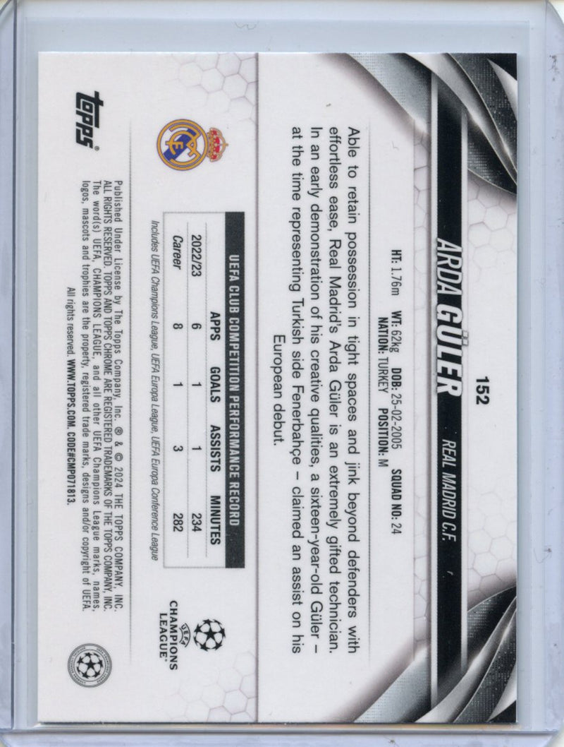 2023-24 Topps Chrome UEFA Arda Guler Aqua Prism Refractor