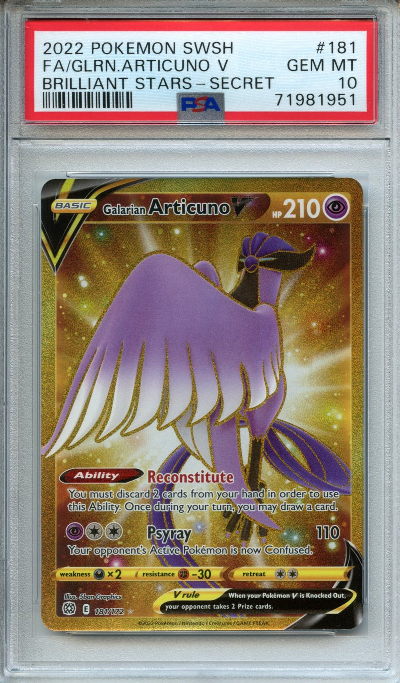 2022 Pokemon Sword & Shield Brilliant Stars Promo  Secret Rare Full Art Galarian Articuno V