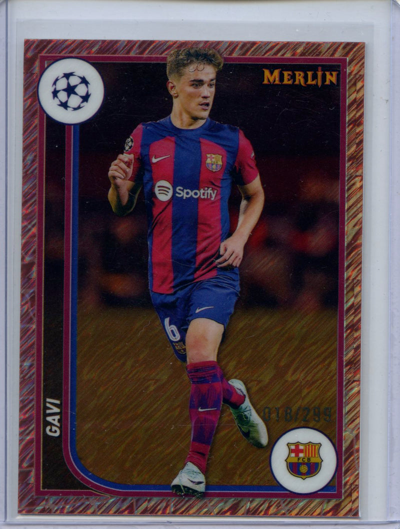 2023-24 Topps Merlin UEFA Gavi Rose Gold Shimmer 18/299