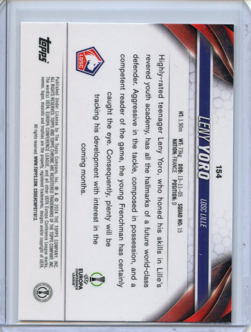2023-24 Topps Chrome UEFA Leny Yoro Aqua Prism Refractor
