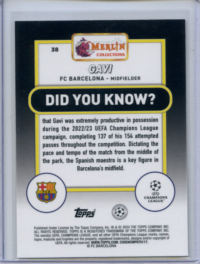 2023-24 Topps Merlin UEFA Gavi Rose Gold Shimmer 18/299