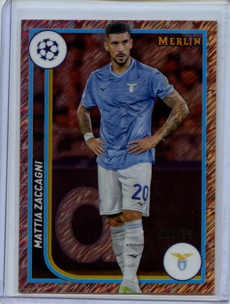 2023-24 Topps Merlin UEFA Mattia Zaccagni Rose Gold Shimmer 27/299