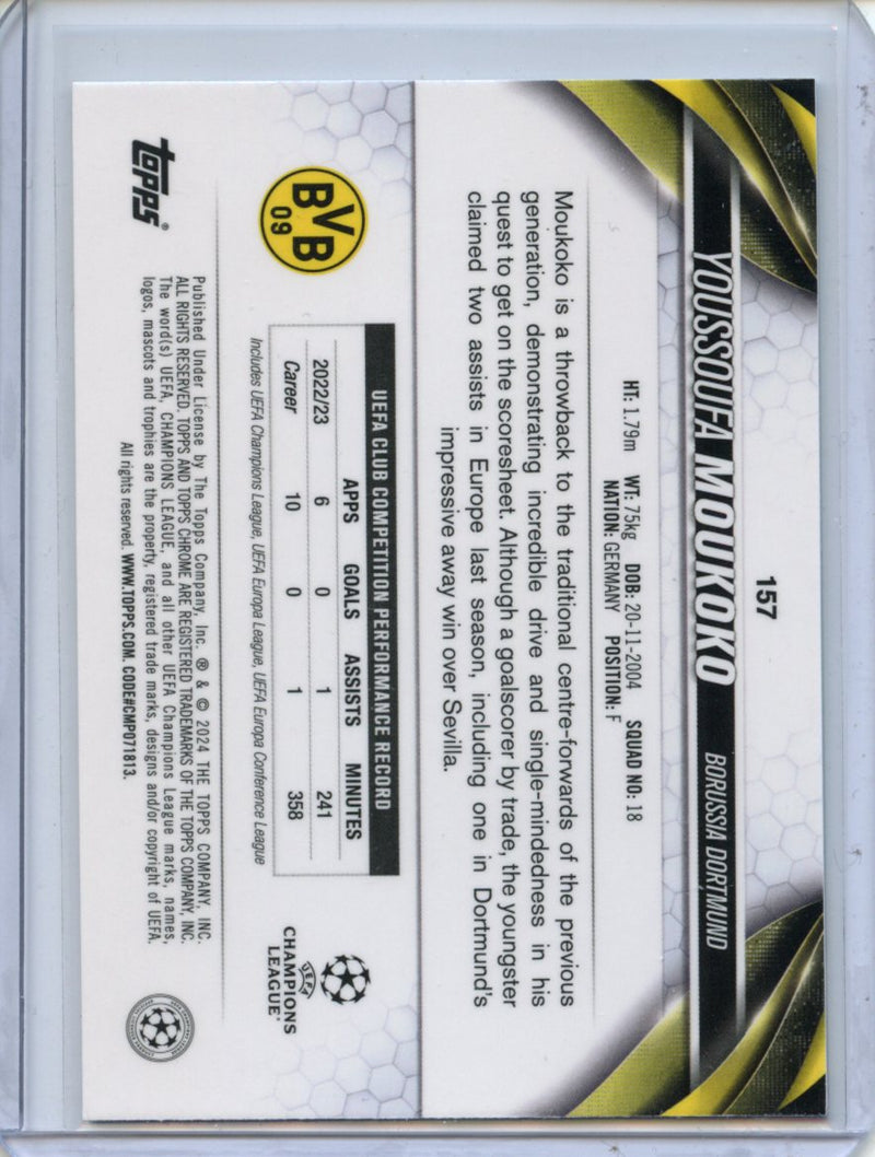 2023-24 Topps Chrome UEFA Youssoufa Moukoko Aqua Prism Refractor